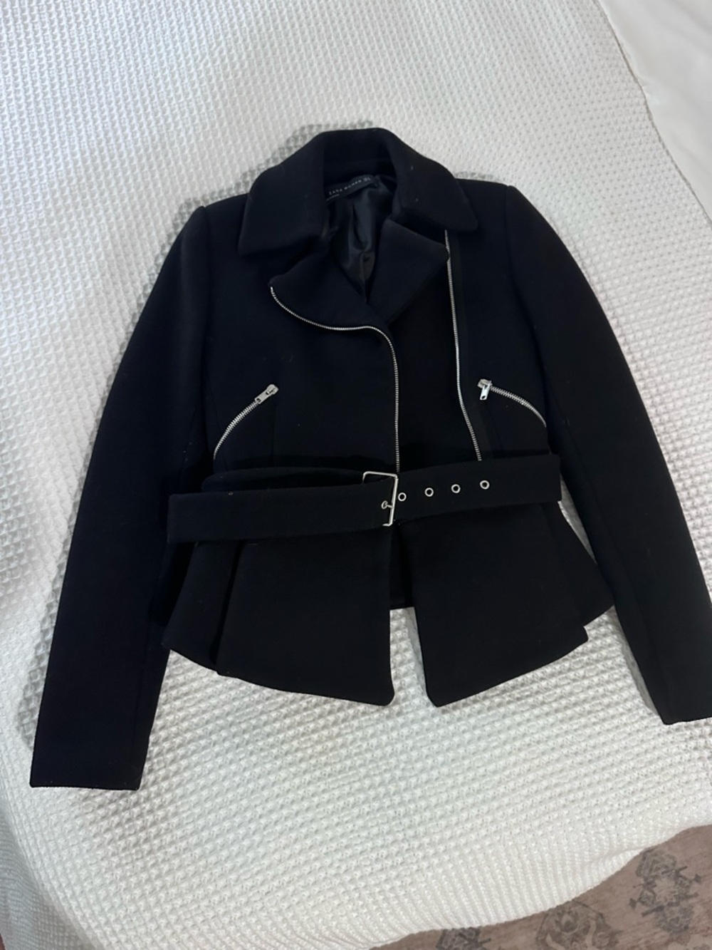 Zara Women’s Black Belted Moto Jacket